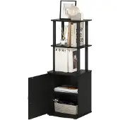 Dripio TV-Seitentisch 2-stöckig, Holz, Schwarzholz/Schwarz, 37,59x40,01x108,20 cm