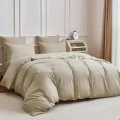 YASMENG Bettwäsche 200x200 cm Khaki 3-teilig 100% gekämmte Baumwolle mit Reißverschluss