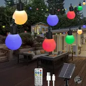 Dripio Solar-Lichterkette 10 m, 100 LED, 20 G40-Lampen, Mehrfarbig