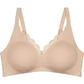 Triumph Bügel-BH "Amourette N01", Damen, Gr. 85, Cup D, beige (porcelain mousse), Microtouch, Obermaterial: 75% Polyamid, 25% Elasthan, unifarben, BHs Bügel-BH, mit Spitzendetails und ohne Bügel