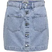 ONLY Jeansrock "ONLAMAZING HW SKIRT TAI DNM NOOS", Damen, Gr. XL (42), blau (light blau denim), Denim/Jeans, Obermaterial: 100% Baumwolle, unifarben, kurz, Röcke Jeansrock