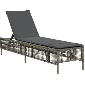 vidaXL Sonnenliege mit Auflage Grau Poly Rattan