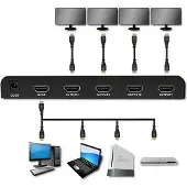 Qoltec Aktiver Splitter 4 x HDMI 4K x 2K | 3,4 Gb/s | Hohe Stabilität