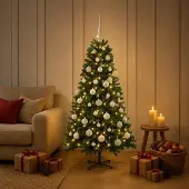 Syfax Künstlicher Weihnachtsbaum mit Weihnachtskugel 120 cm 150 LEDs