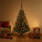 Syfax Künstlicher Weihnachtsbaum mit Kugel 120 cm 150 LEDs