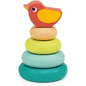 Gerkimex Mentari Holz-Stapelbaum mit Vogel - pädagogisches Kinderspielzeug
