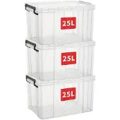 Merkloos Solidchoice – Set aus 3 stapelbaren Aufbewahrungsboxen mit Deckel