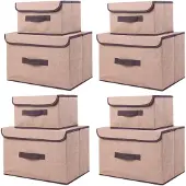Merkloos Elzusha – Set aus 8 faltbaren Aufbewahrungsboxen mit Deckel, Beige
