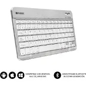 Subblim TECLADO SMART BLUETOOTH SILVER, QWERTY, Spanisch, 5 Millionen Zeichen, Jede Marke, Compatible con todos los dispositivos con conexión Bluetooth como Tablets, Ordenadores,..., Silber, Weiß