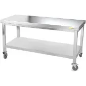 GOLDINOX Arbeitstisch aus Edelstahl, Untergestell 1500 x 600 mm, auf Rollen, -
