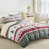 Sonstiges Bettwäsche-Set Weihnachtsbaum 200x200 cm Rot/Grün Mikrofaser 3-teilig