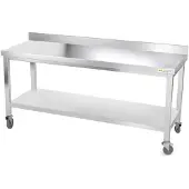 GOLDINOX Arbeitstisch aus Edelstahl, 1800 x 800 mm, mit Rollen, -