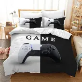 Sonstiges Bettwäsche-Set 220x240 cm Schwarz Weiß Romantik Mikrofaser 1 Bettbezug 2 Kissenbezüge