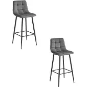 Kendra Home 2er-Set Barhocker Arceto aus dunkelgrauem Samt und Metall