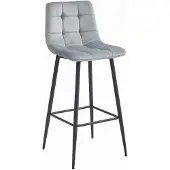 Kendra Home Barhocker Arceto aus silbergrauem Samt und schwarzem Metall