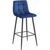 Kendra Home Barhocker Arceto aus blauem Samt und Stahl
