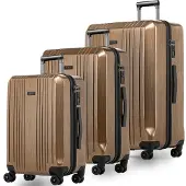 Merkloos Solidchoice – 3-teiliges Koffer-Set, Reisegepäck, Hartschalen-Koffer, Spinner, Braun