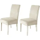 Sonstiges Stuhlhussen Samt 2er Set, Stretch, Beige, Waschbar, für Hochlehner & Schwingstühle