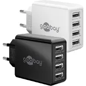 Goobay 4-fach USB-Ladegerät (30W) schwarz, mehrfach USB Netzteil zum gleichzeitigen Aufladen von bis zu 4 Geräten