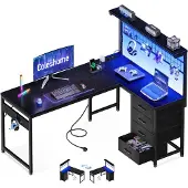 Merkloos Ein L-förmiger Schreibtisch für Gaming-Zwecke mit 4 Schubladen