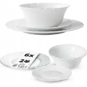 Kadax Geschirrset 6-teilig Hartglas Weiß Minimalistisch