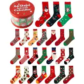 Merkloos 24 Paar Weihnachtssocken, Adventskalender 2025