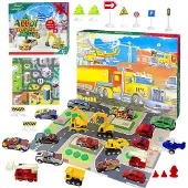Merkloos Adventskalender 2025 mit Miniatur-Spielzeugautos und Baufahrzeugen