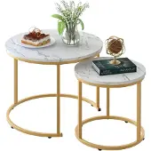 Merkloos Omgoods – Set aus 2 runden Couchtischen mit Metallgestell