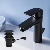 Dripio Einhebel-Waschtischarmatur schwarz, Höhe 147 mm, mit Ablaufgarnitur
