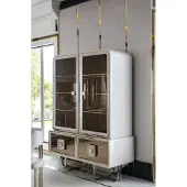 AEA Vitrine Weiß Möbel Esszimmer Schrank Glas Design Metall Elegantes