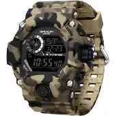 SANDA digitale Herrenuhr Braun-Schwarz mit Wecker und Stoppuhr KP41927