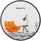 OEM Runder Wandspiegel 70x70 cm, schwarz gebürsteter Metallrahmen