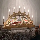 OEM Weihnachtslichtbogen aus Holz, 10 Kerzen, 45x34 cm, mit Schalter