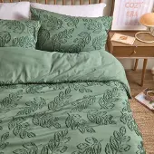 Merkloos Omgoods - Bettwäsche-Set "Sevilla Leaf" mit strukturierter Oberfläche