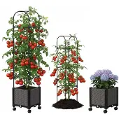 Merkloos Omgoods – Erhöhtes Hochbeet mit Rankgitter und Rollen für Kletterpflanzen