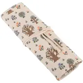 OEM Federmäppchen aus Canvas, 20 Fächer, Retro-Blumenmuster, gelb