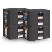 OEM Faltbare Aufbewahrungsboxen 4er-Set, 66L, mit Metallrahmen, Grau