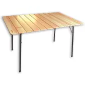 OEM Klapptisch Lärchenholz 120x80 cm, klappbare Stahlbeine, inkl. verstellbarem Fuß