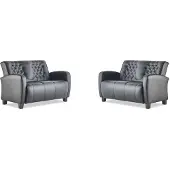 AEA Sitzmöbel-Set Chesterfield Knöpfe 2-Sitzer Sofas Modern Schwarz Holz
