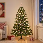 Syfax Künstlicher Weihnachtsbaum mit Weihnachtskugel 210 cm 300 LEDs
