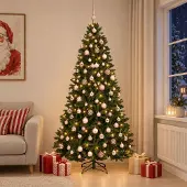 Syfax Künstlicher Weihnachtsbaum Dunkelgrün mit Kugeln 210 cm