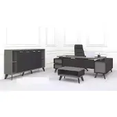 AEA Arbeitszimmer Büro Möbel Schreibtisch Couchtisch Luxus Aktenschrank 3tlg Set