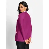 Inspirationen Shirtjacke "Shirtjacke", Damen, Gr. 40, lila (magenta, ecru, gemustert), 92% Polyester, 8% Elasthan, gemustert, mehrfarbig, unifarben, Shirts Shirtjacke