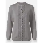 Inspirationen Strickjacke , Damen, Gr. 40, grau (steingrau, meliert), 50% Baumwolle, 50% Polyacryl, meliert, unifarben, Strickjacken Strickjacke