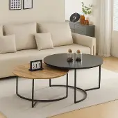 Zesso Milton & Oldbrook Couchtisch Set Galicia Schwarz - Holzoptik