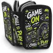 OEM Gaming-Etui, 3 Fächer, groß, für Schule, Jungen, Teenager, Schwarz