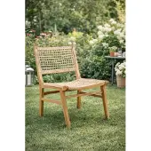 AEA Eleganter Gartenstuhl aus Holz mit natürlicher Rattanbespannung