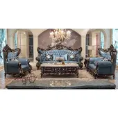 AEA Blau Wohnzimmer Set Sofa 3+2+1 Sitzer s Komplettes Kunstleder