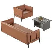 AEA Sitzmöbel 3tlg Braun 3-Sitzer Sessel Grau Farbe Couchtisch Arbeitszimmer