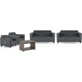 AEA Edle Schwarze Büromöbel Edler Arbeitszimmer Dreisitzer Couchtisch Sessel